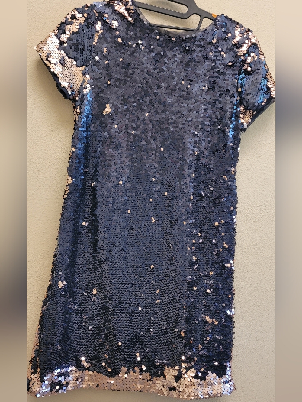GAP kids Sequin Dress Rose Gold and Navy Blue Short Sleeve  XL - Picture 5 of 9